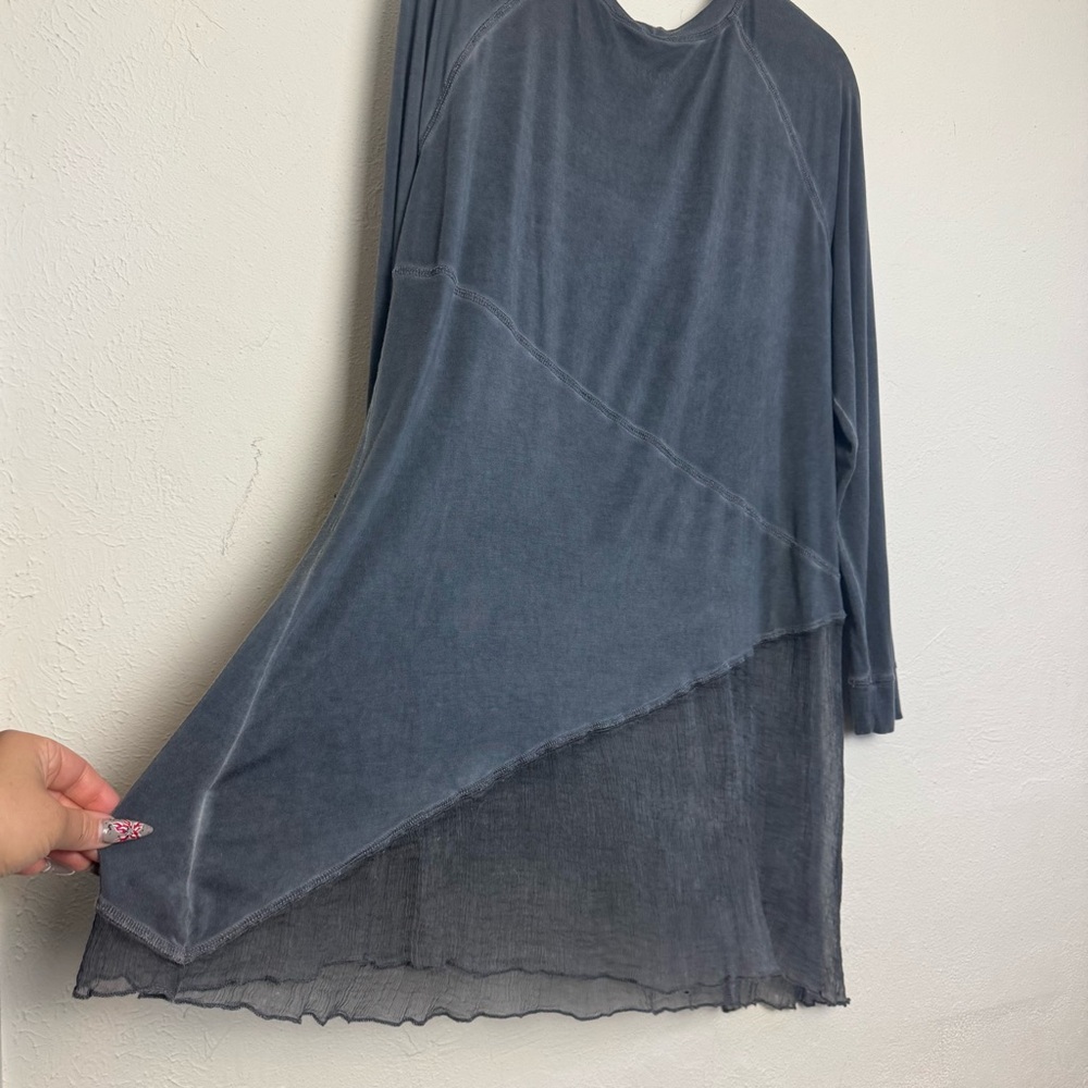 Soft Surroundings Washed Charcoal Layered Long Sleeve Tee - Picture 6 of 6